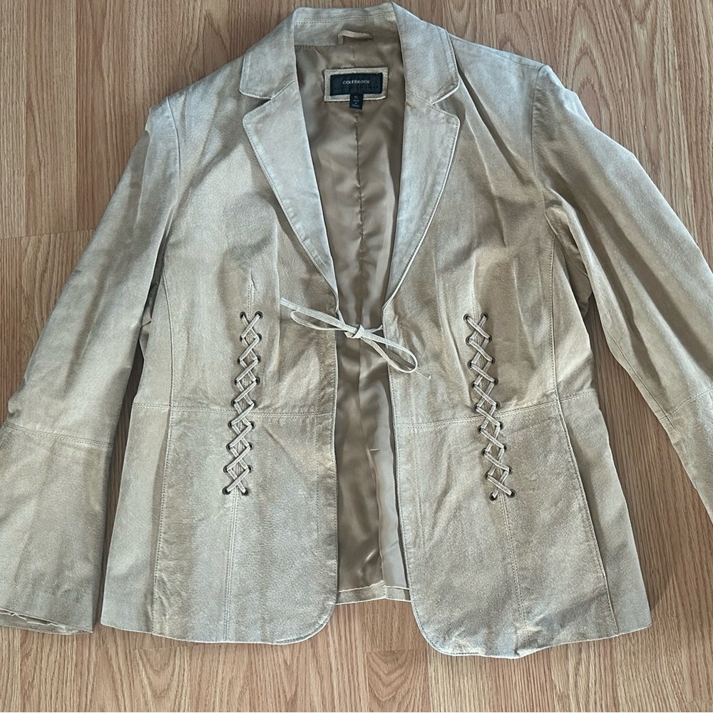 Colebrook leather bell sleeve coat